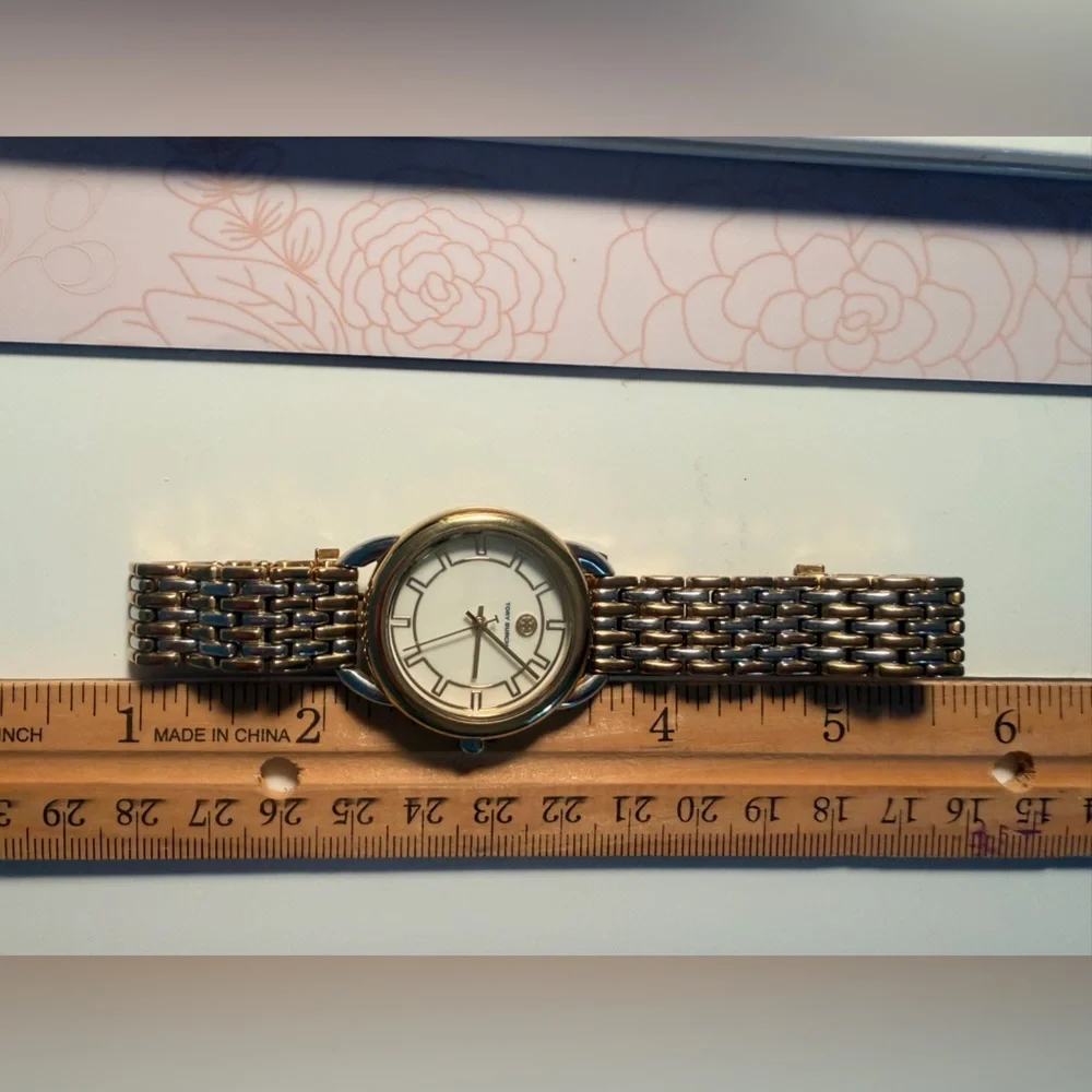 Tory Burch Two-Tone Gold and Silver Round Dial Watch